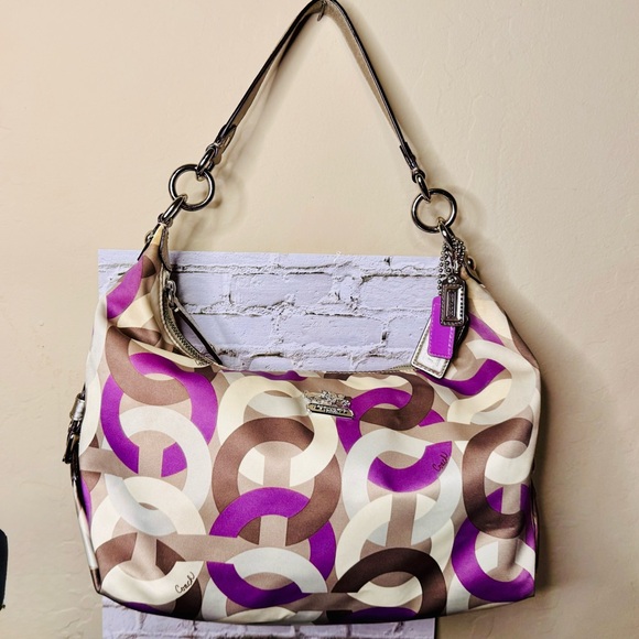 COACH MADISON OPT ART HAILEY HANDBAG/ SHOULDER BAG VIOLET #14291 - Picture 1 of 16